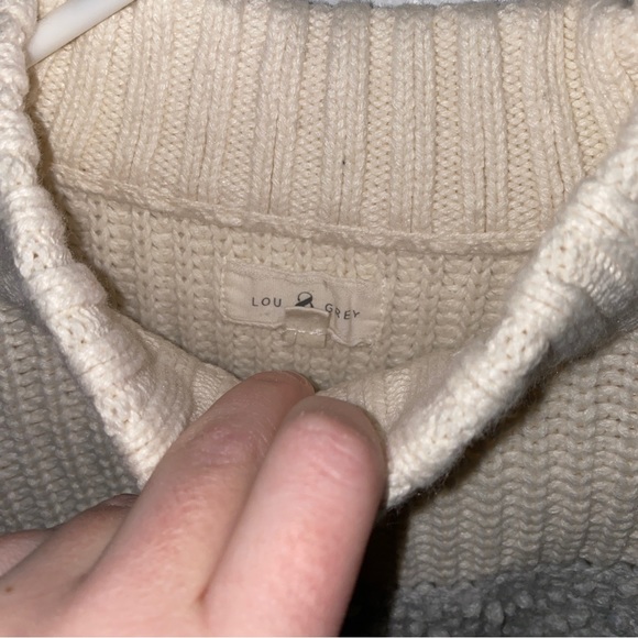 NWOT Lou and Grey White/Cream and Grey Striped Sweater mixed textures size large - Picture 3 of 4